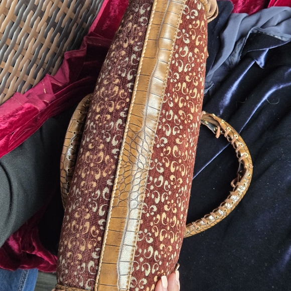 House of Deréon Brown Croc Embossed Tapestry Satchel Handbag - Picture 13 of 13